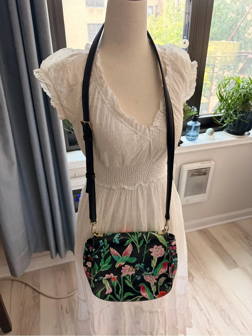 kate spade Black Floral & Bird Crossbody Bag